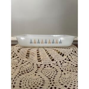 Vintage Anchor Hocking Fire King Atomic Candle Rectangular Casserole 1 1/2 Quart